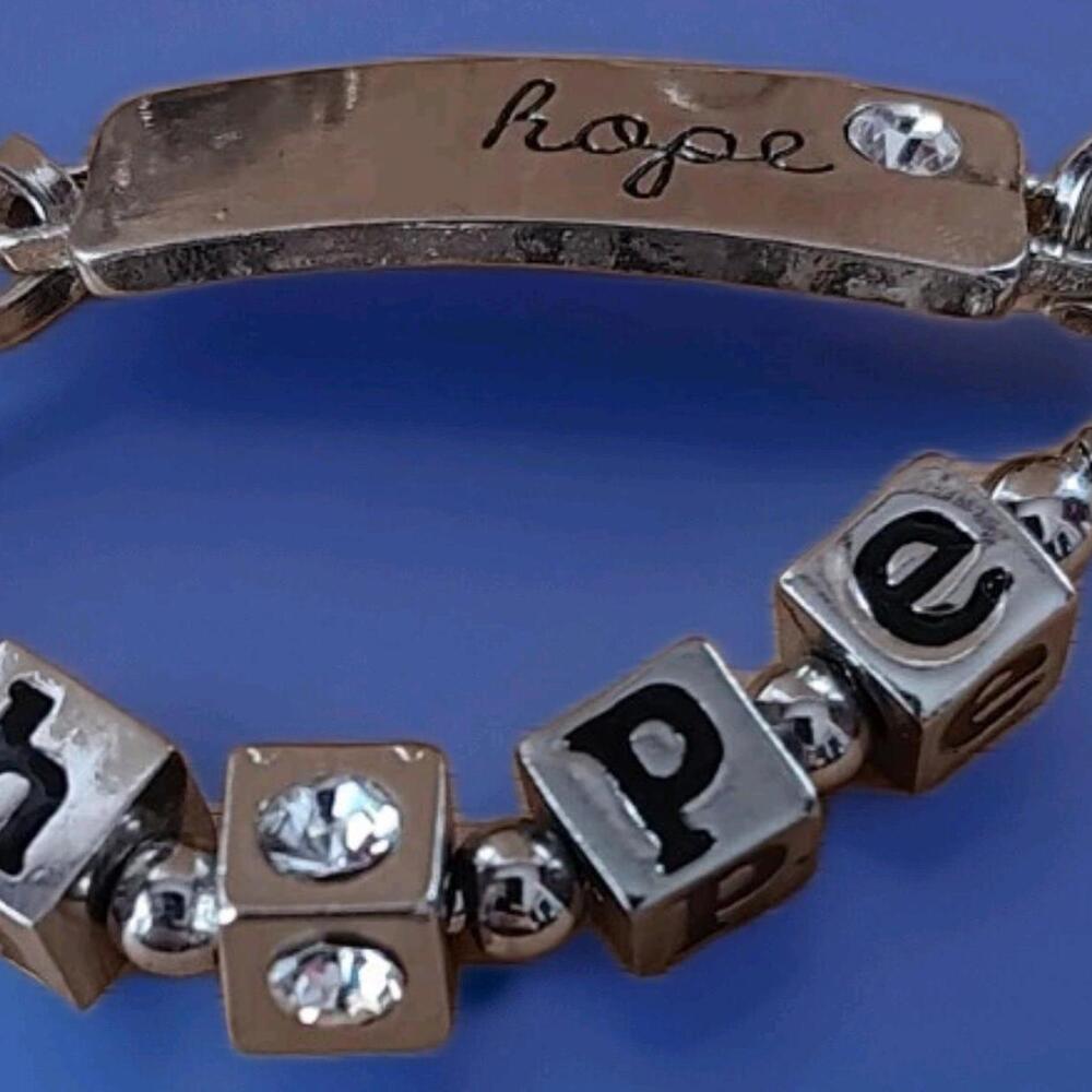 Double Hope: Two Bracelets  Silver Tone  With The Word Hope Inscribed